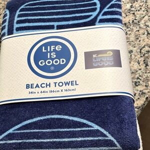 Life Is Good Navy and Light Blue Beach Towel